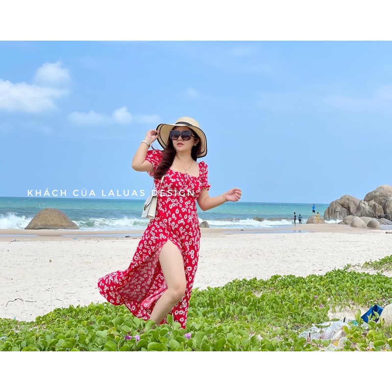 [Có ảnh thật]Đầm hoa cúc xẻ tà lụa loại 1 Laluas | BigBuy360 - bigbuy360.vn