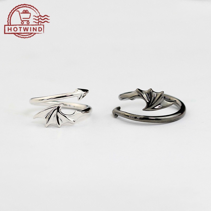 Nhẫn đeo tay kim loại tạo hình cánh độc đáo lãng mạn cho cặp đôi