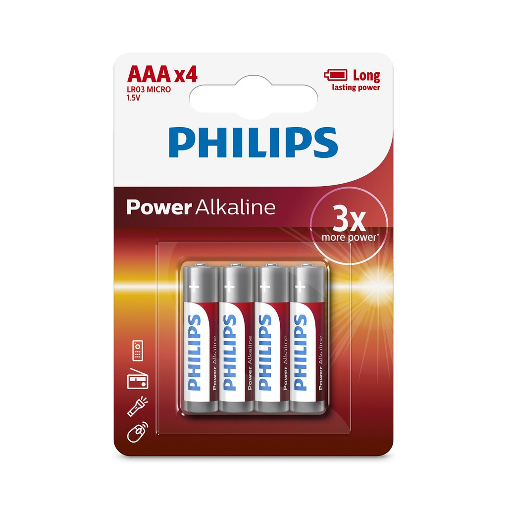 Vỉ 4 viên Pin AAA Alkaline Philips LR03P4B