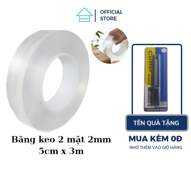 Băng keo 2 mặt trong suốt siêu dính cường lực siêu chắc chịu lực chịu nhiệt (5cm x 3m) DOCONU. [CAM KẾT BẢO HÀNH 1 ĐỔI 1