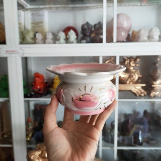 Lư hương gốm Hồng sen(2 mẫu) không vành, có vành