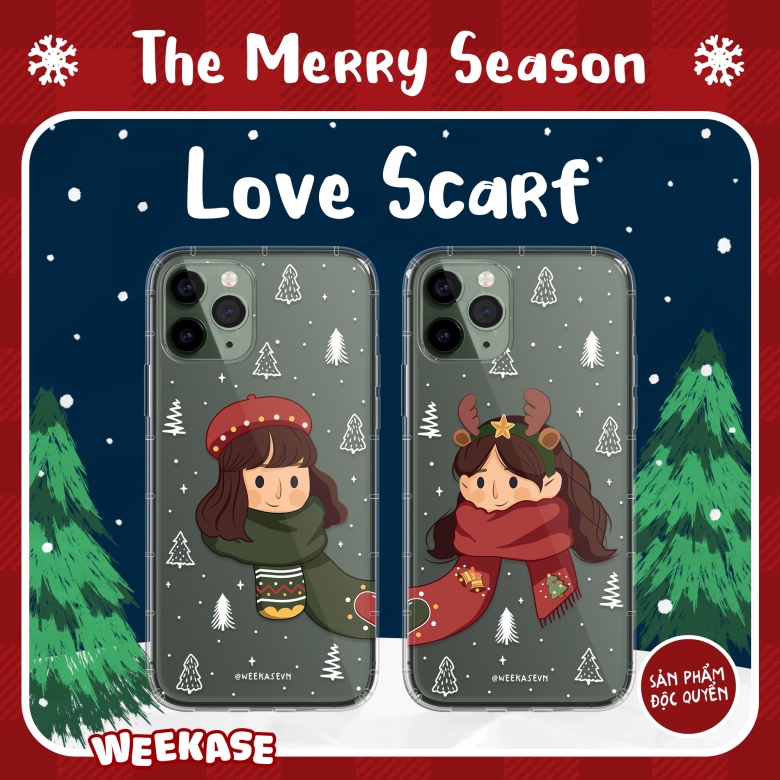 Ốp lưng iPhone trong suốt chống va đập Weekase Merry Season in hình nam nữ dành cho các cặp đôi, tất cả dòng máy