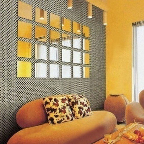 16 Miếng Dán Tường Tráng Gương 3D 15 * 15Cm