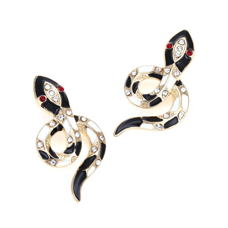 Bông Tai Dạng Xỏ Hình Rắn Đính Đá Phong Cách Retro