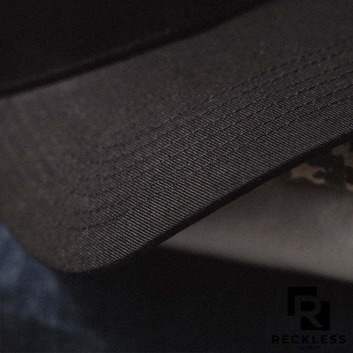 Nón Bóng Chày Lưỡi Trai Màu Đen Trơn Reckless Capman Signature Ballcap Vải Kaki Cotton
