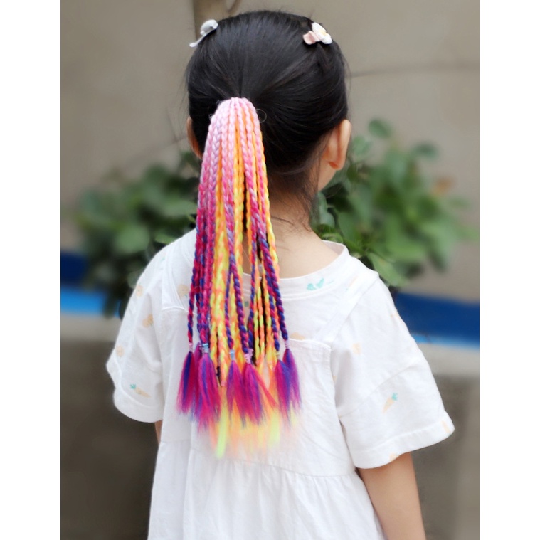 1 Dây Buộc Tóc Đuôi Ngựa Giả Thắt Bím Nhiều Màu Sắc Phong Cách Công Chúa Cho Bé Gái