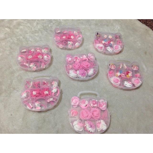 Hộp dây chun buộc tóc kẹp tóc hello kitty cho bé