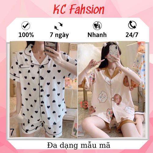 Đồ bộ nữ pijama mặc nhà, Bộ ngủ dễ thương quần cộc áo cộc thoáng mát - KC Fahsion