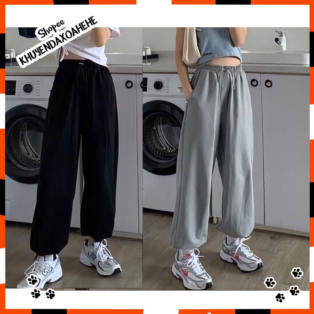 Q014 Quần jogger nam nữ xám đen hiphop Ulzzang, quần dài nỉ cạp chun thể thao mặc nhà, đi chơi ống rộng bo unisex giá rẻ