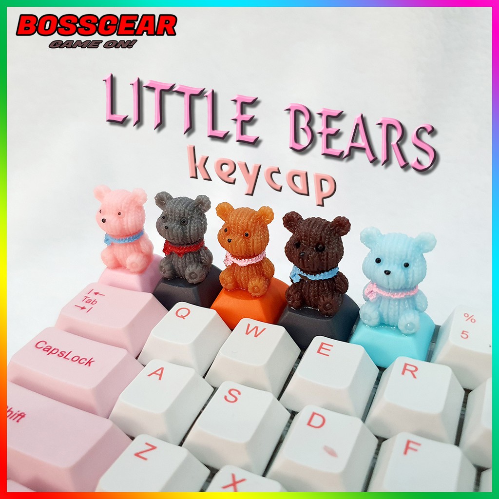 Keycap lẻ hình Gấu bông đeo khăn siêu dễ thương Keycap Artisan