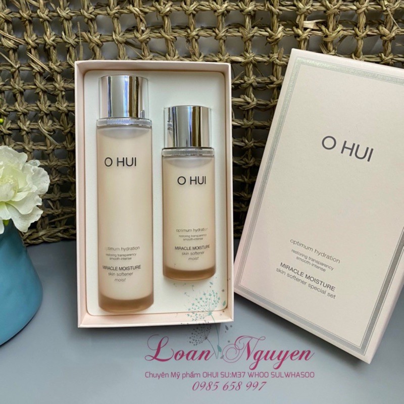 Sét nước hoa hồng dưỡng ẩm chống lão hóa cho da khô OHUI Miracle Moisture Skin Softener Moist 150ml + 100ml