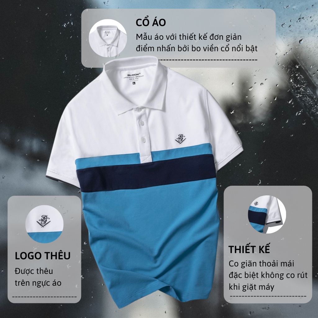 Áo polo nam slimfit BLOOK vải thun cá sấu cotton co giãn phối màu trẻ trung 33392 ( HÌNH THẬT )