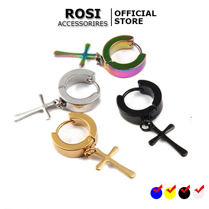 Bông tai nam nữ cá tính hình thánh giá cá tính nhiều màu sắc