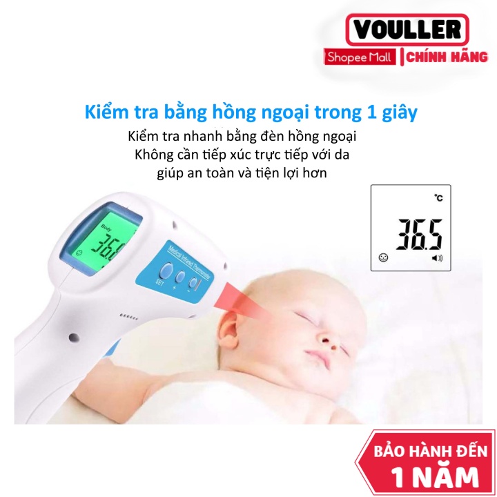 Nhiệt Kế Vouller Hồng Ngoại Yhky-2000 Đo Nhiệt Độ Không Cần Tiếp Xúc - Bảo Hành 12 Tháng - Tặng Kèm Pin Aaa