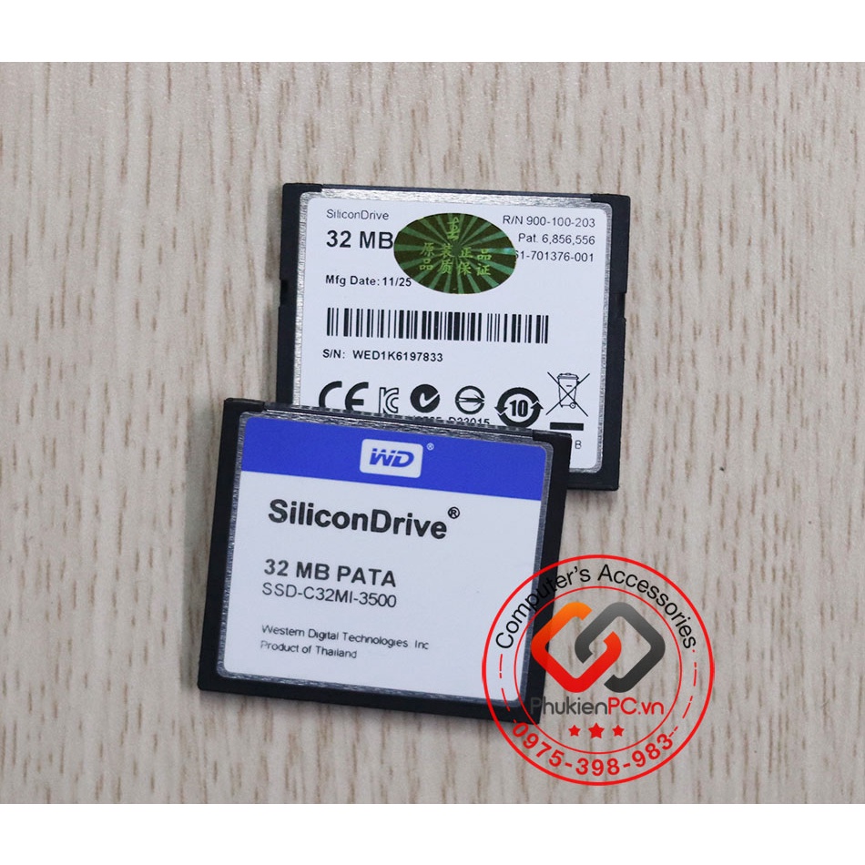 Thẻ nhớ CF Compact Flash Card WD SiliconDrive 32MB 64MB 128MB 256MB 512MB 1GB 2GB industrial công nghiệp cho máy CNC