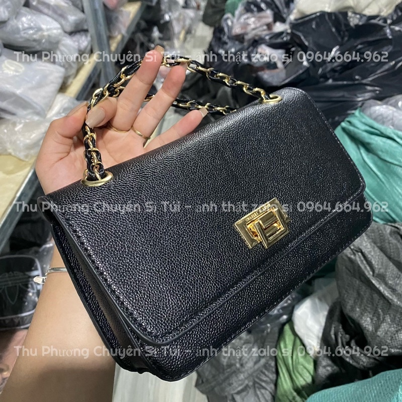 TÚI C.N.K KHÓA GẬP DA SẦN BẢN DÂY DA ĐAN XÍCH SIZE 25 cm (kèm ảnh thật)