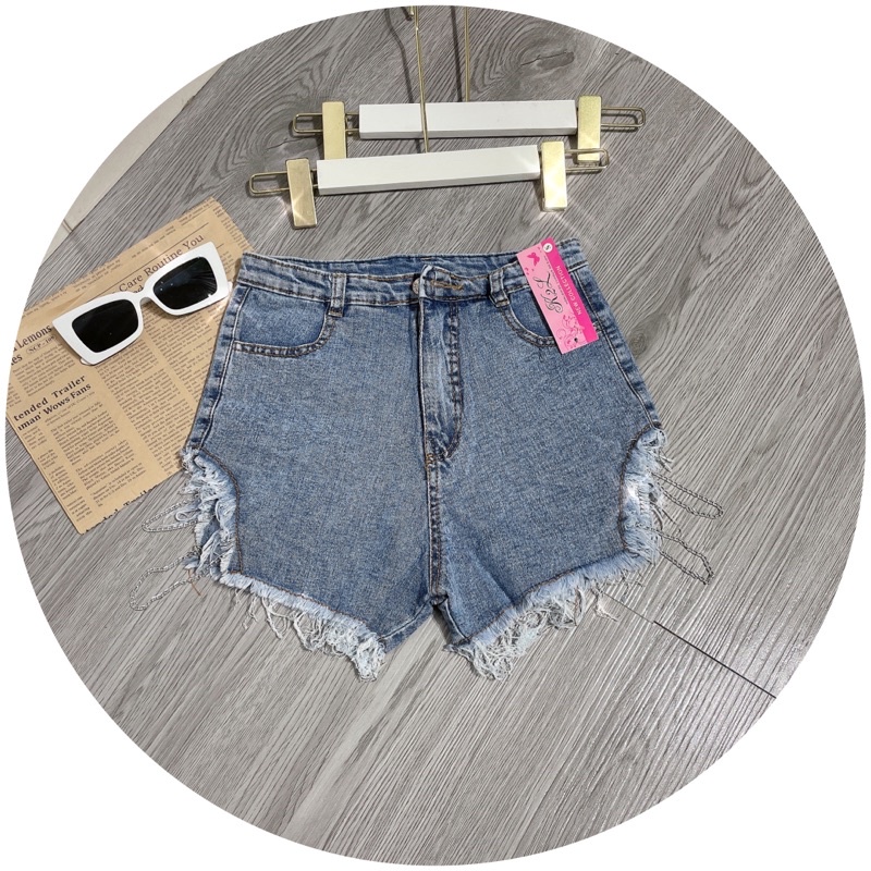 quần short jean rách xích hình thật - carotshop