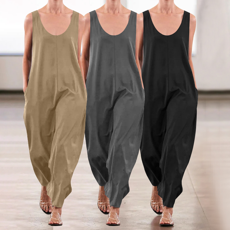 Áo Liền Quần Celmia Hai Dây Bằng Cotton Cò Túi Ống Rộng Thời Trang Mùa Hè Cho Nữ | BigBuy360 - bigbuy360.vn