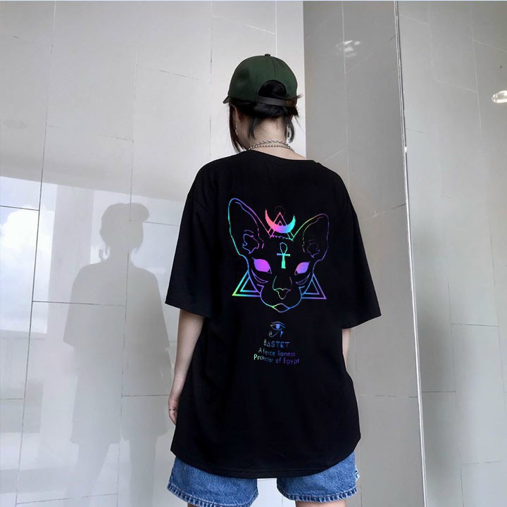 Áo thun phản quang nam nu tay lỡ unisex form rộng phong cách ulzzang Pi fashion