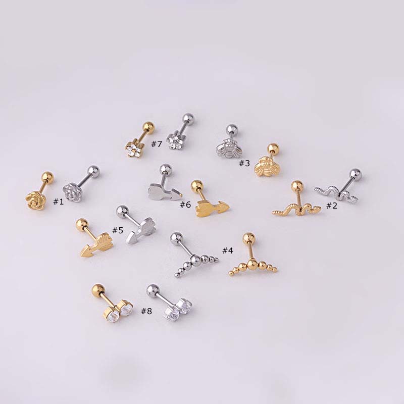1 Khuyên Tai Hình Hoa Hồng Bằng Thép Không Gỉ 6mm