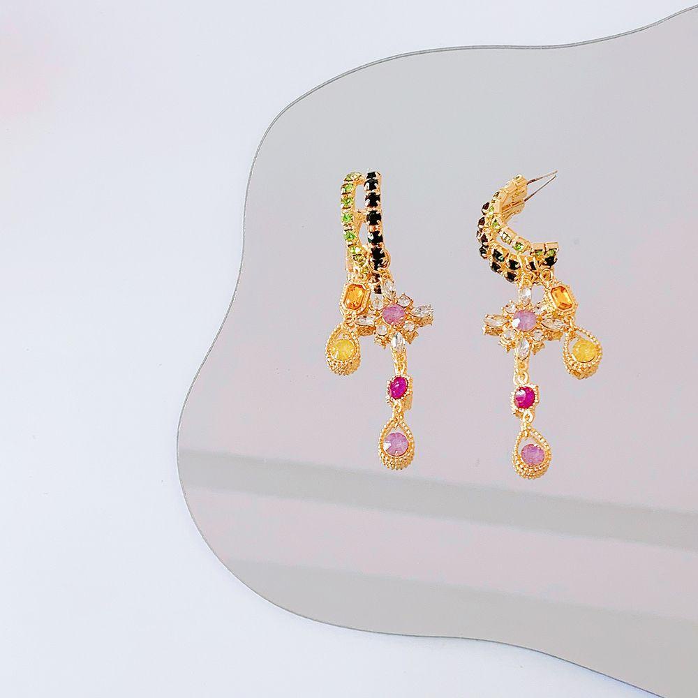 QQMALL Khuyên Tai Tua Rua Hình Thánh Giá Phong Cách Retro Thời Trang Cho Nữ|Khuyên Tai Lủng Lẳng Hình Học