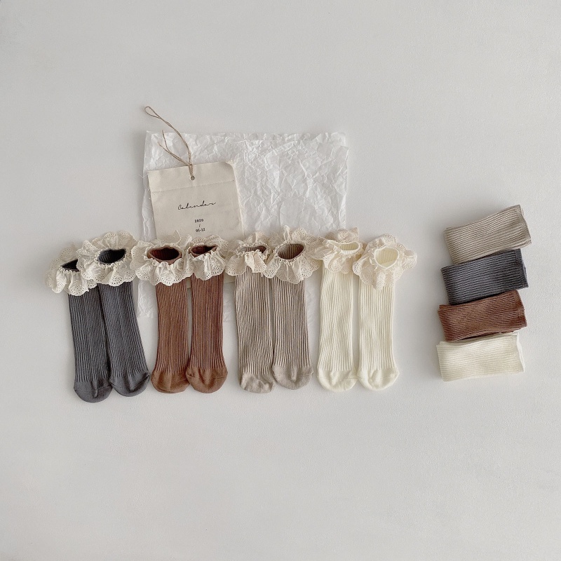 Set 4 Đôi Vớ Dài Qua Gối Bằng Vải Cotton Nhiều Màu Sắc Dành Cho Trẻ Em