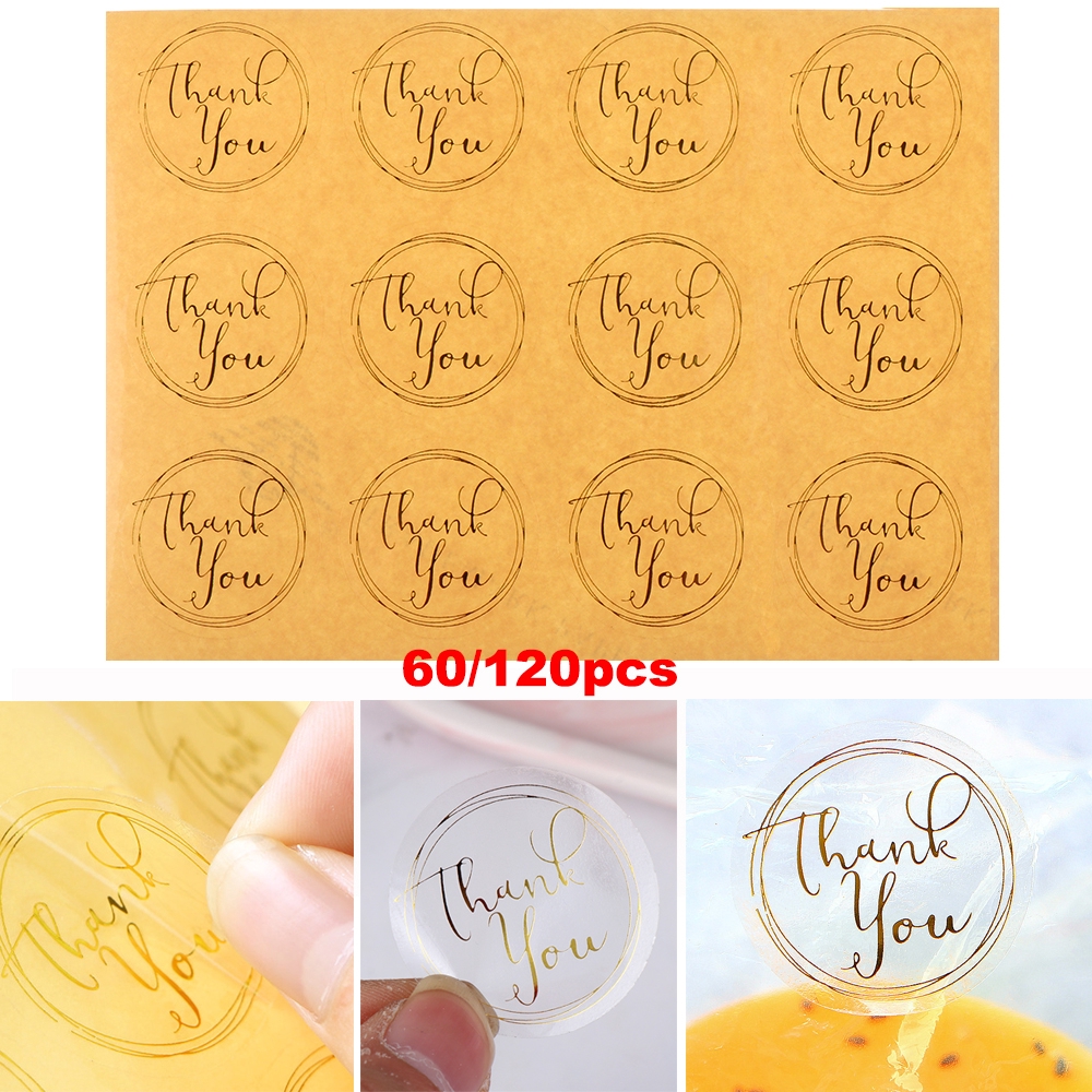 Set 60 / 120 Nhãn Dán In Chữ Thank You Trang Trí