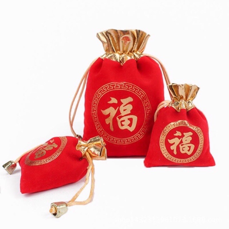 RẺ VÔ ĐỊCH  Giá sỉ 500 túi nhung rút in chữ Phúc hàng xịn - loại 1 dày đẹp (HOT)