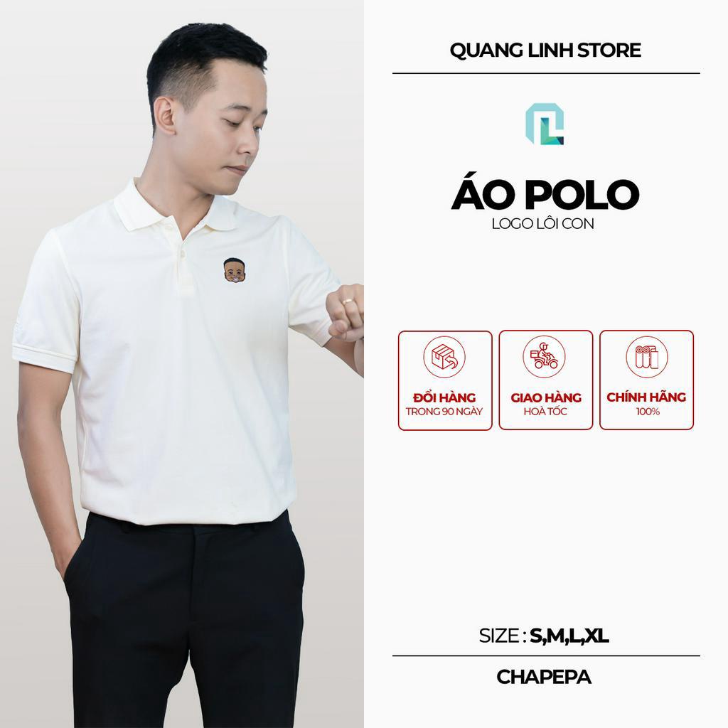 Áo Polo Kem thêu Logo Lôi Con 100%cotton 250gsm - Quang Linh Store