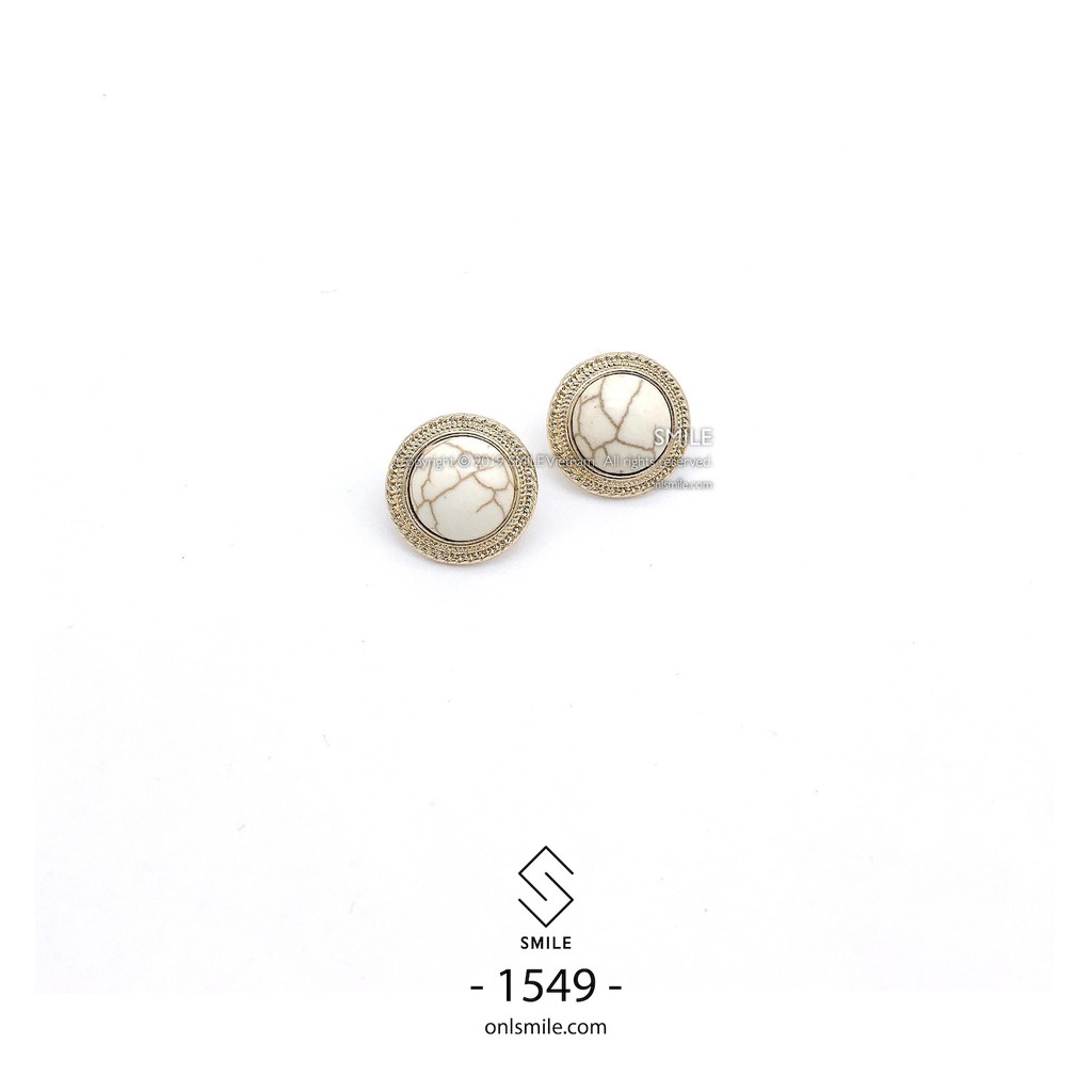 SMILE - Khuyên tai tròn viền vàng gắn ngọc các loại hàn quốc - P1547/1548/1549