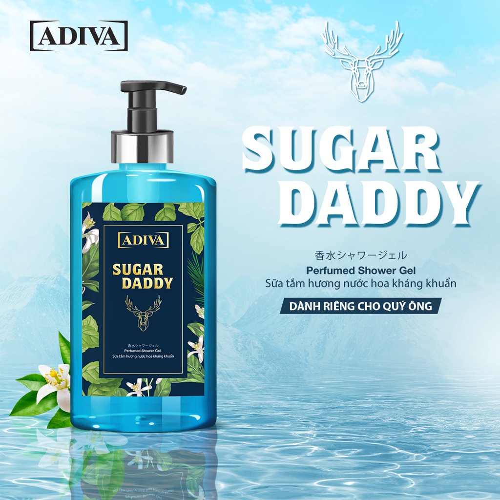 Combo 2 Chai Sữa Tắm  Hương Nước Hoa Kháng Khuẩn ADIVA Sugar Daddy (400ml/Chai)