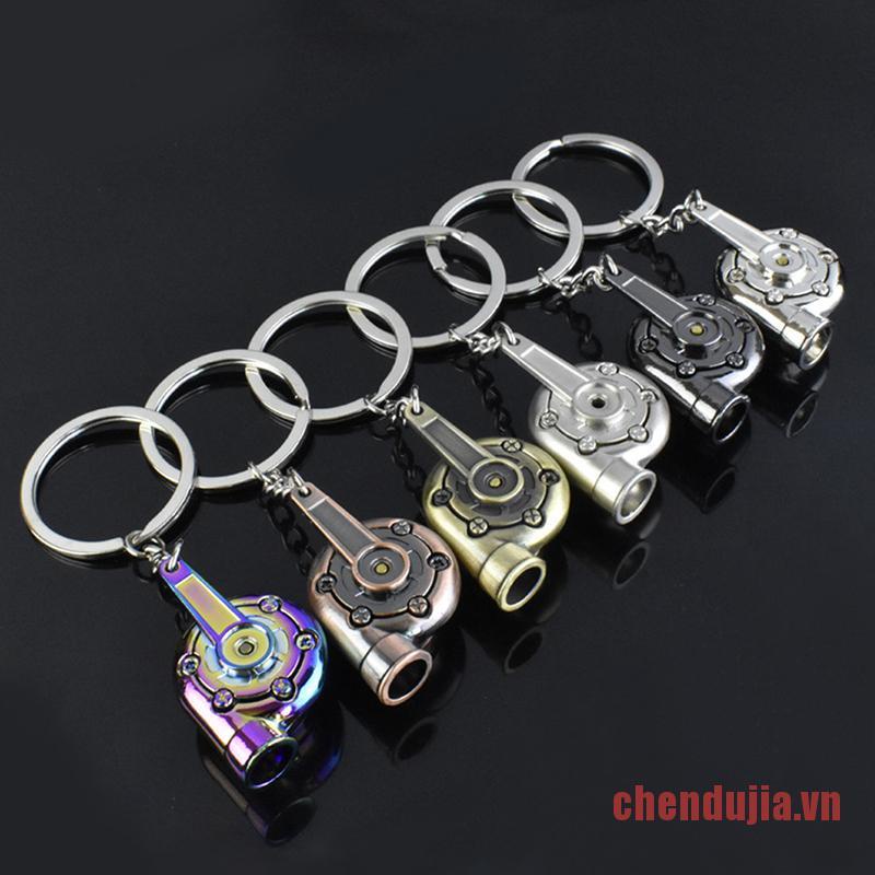 DUJIA Mini Turbo Turbocharger Keychain Spinning Turbine Key Chain Ring Keyring