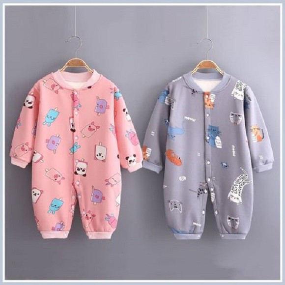 Body nỉ lông cúc giữa cho bé trai gái