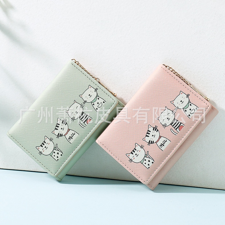 Ví ngắn gấp làm ba in họa tiết hoạt hình thời trang Nhật Bản đáng yêu cho nữ