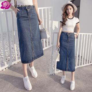 Chân váy jean chữ A xẻ tà phong cách Hàn Quốc trẻ trung dành cho nữ