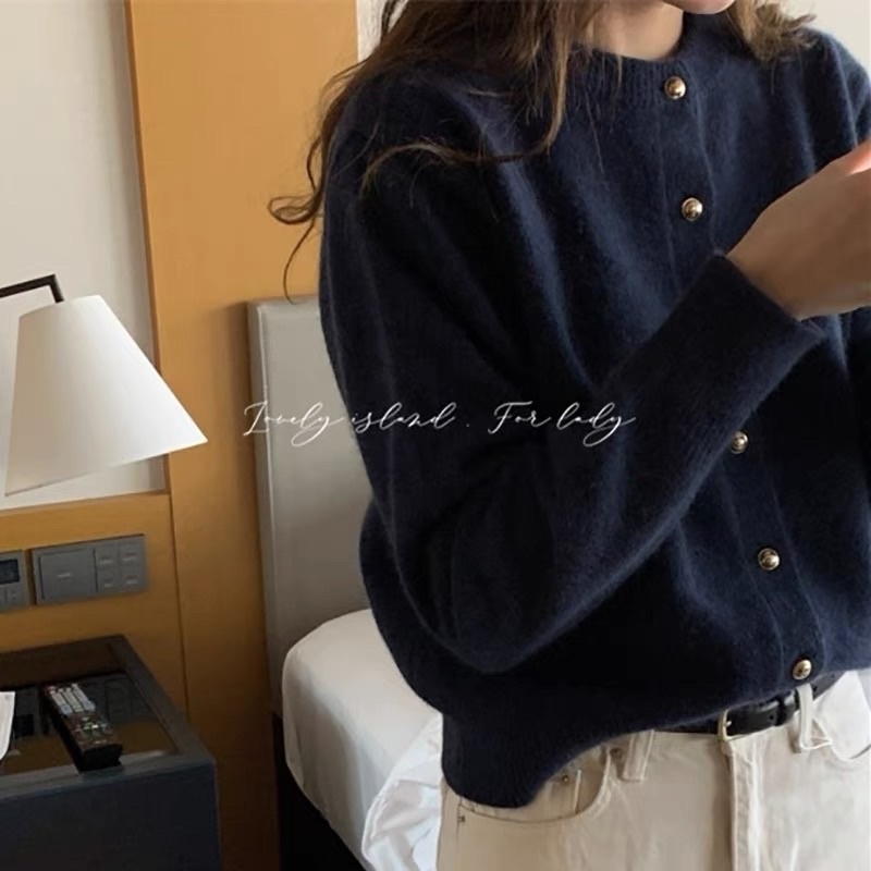 [ỏder] áo len cadigan xanh navy