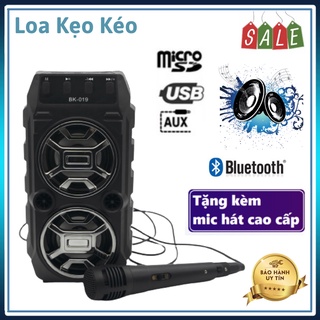 Loa Kẹo Kéo Kimiso Sừng Đôi BK19 Tặng Kèm Mic Hát Nhạc Bluetooth Âm Thanh Cực Hay Có Đèn LED Nháy Theo Nhạc