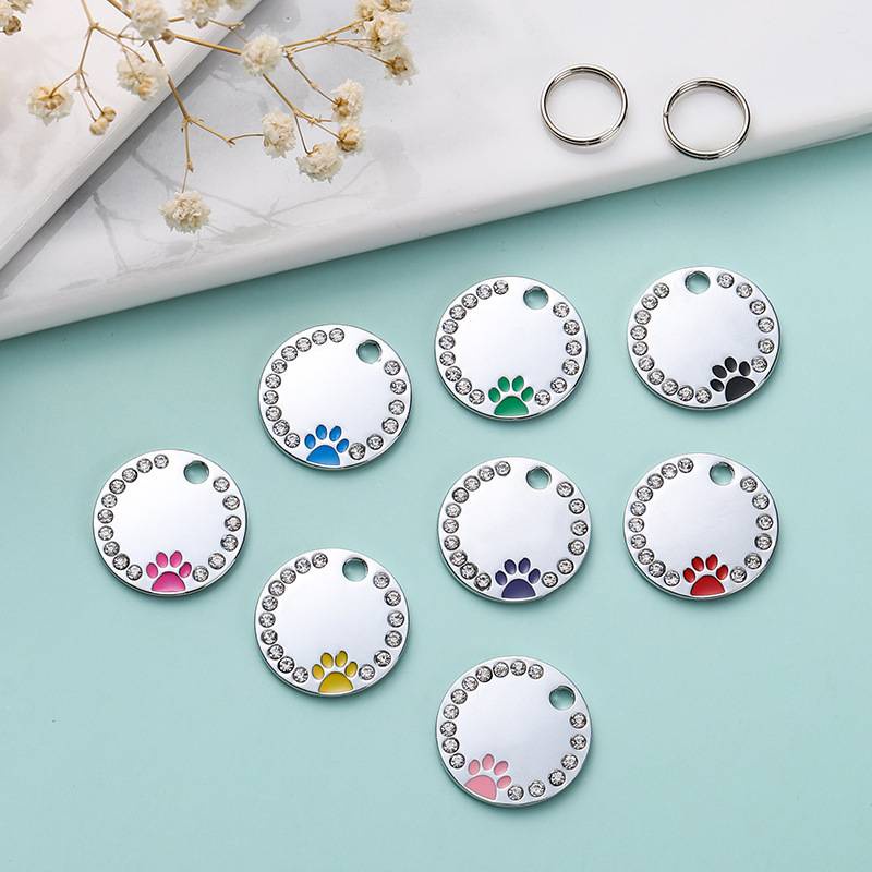 Mặt Dây Chuyền Kim Cương Khắc Chữ Chống Thất Lạc Cho Thú Cưng