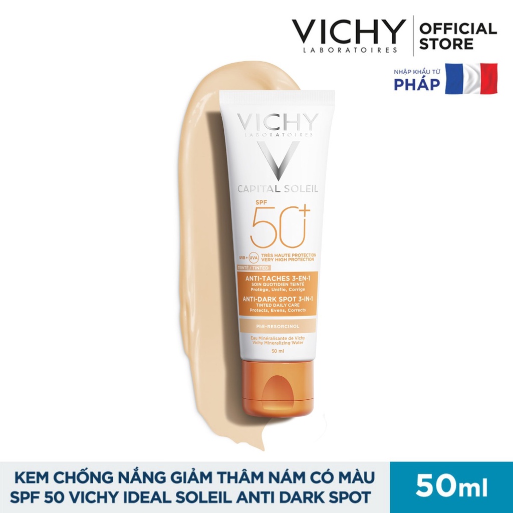 Vichy - Kem chống nắng SPF 50 UVA +UVB Vichy Ideal Soleil Mattifying Face Fluid Dry Touch 50ml