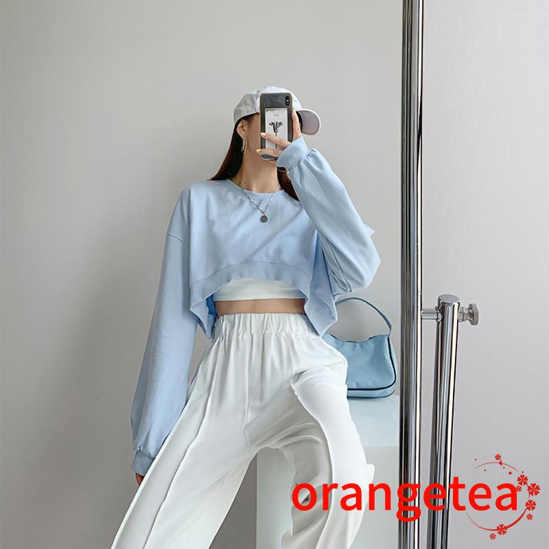 Áo Thun Lửng Tay Dài Màu Sắc Thời Trang Dành Cho Nữ