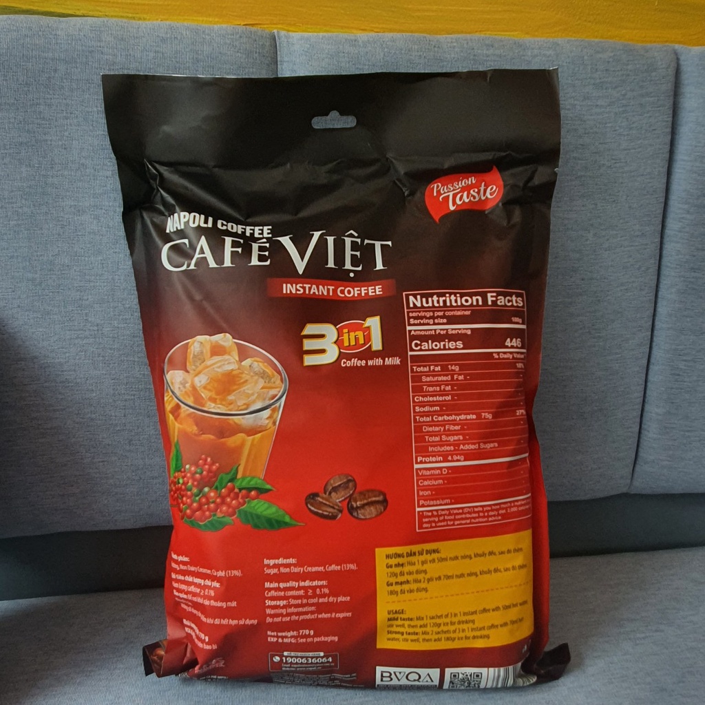 COMBO 2 Túi Lớn Cafe Sữa Đá Napoli Coffee - Cafe Hoà Tan 3IN1 - Cà Phê SẠCH (35 gói x 22g)