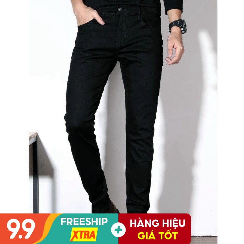 Quần Jean Nam - Quần Bò Nam Đen Trơn VERATINO Vải Cao Cấp Không Phai Hàng VNXK