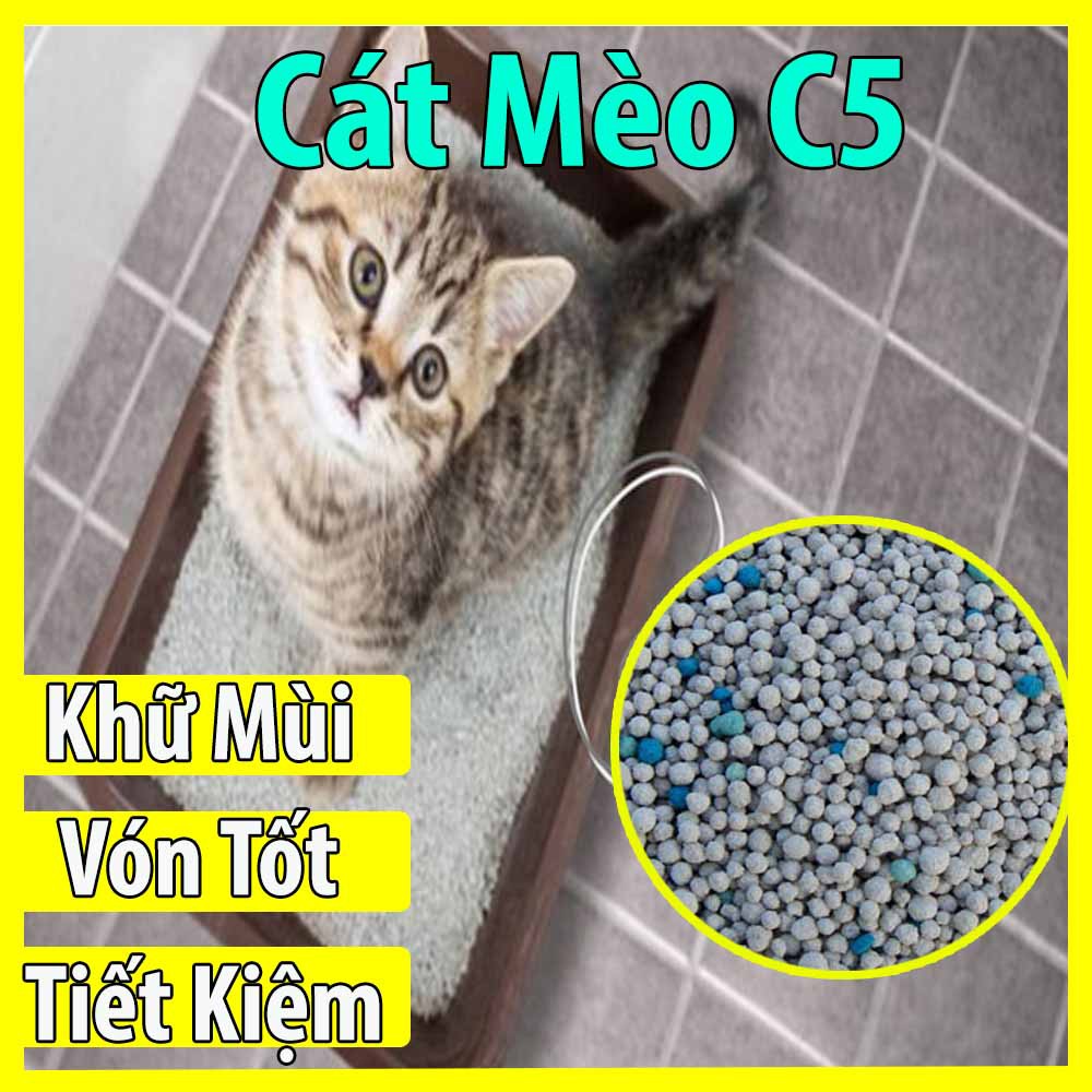 10kg Cát Vệ Sinh Cho Mèo C5 Có Hạt Khữ Mùi Vón Cục Tốt
