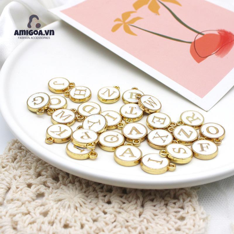 ✨✨1 Mặt Dây Chuyền Hợp Kim Hai Mặt Hình Chữ Cái DIY
