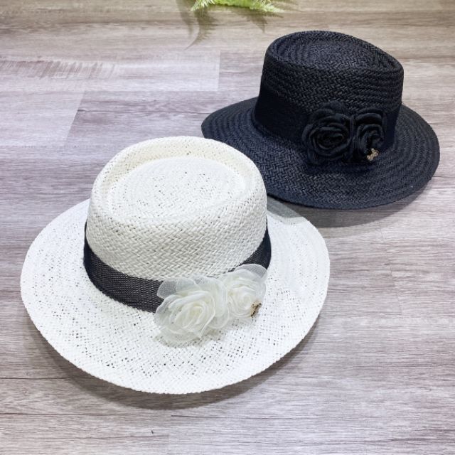 Mũ fedora cói nơ hoa