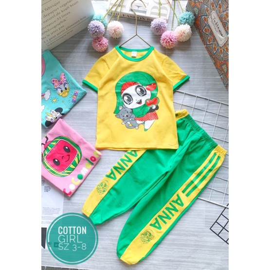 Bộ Bé Gái Áo Cộc Tay Quần Dài Cotton Xuất Khẩu 10-22kg