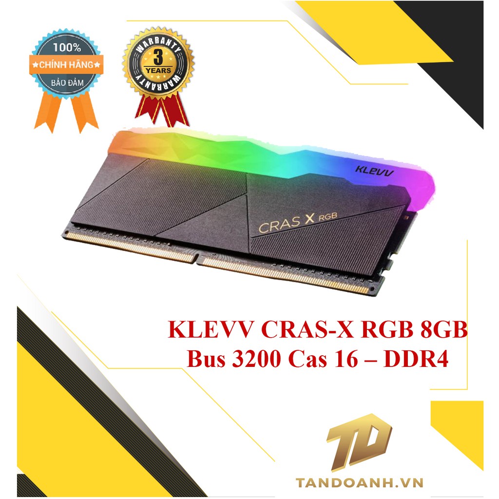 [Mã SKAMA07 giảm 8% đơn 250k]RAM máy tính KLEVV CRAS-X RGB 8GB-16GB Bus 3200 Cas 16 – DDR4