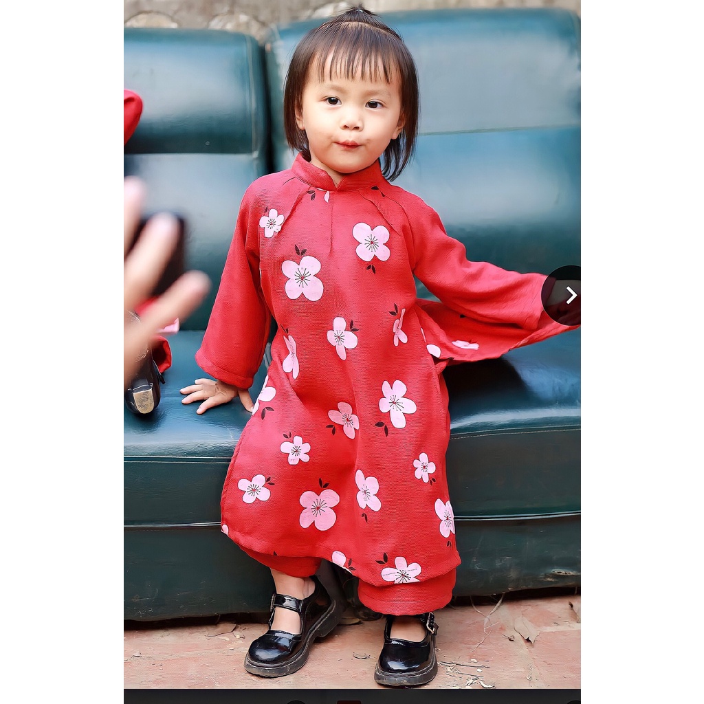 Xả hàng - Áo dài hoa đào diện tết cho bé