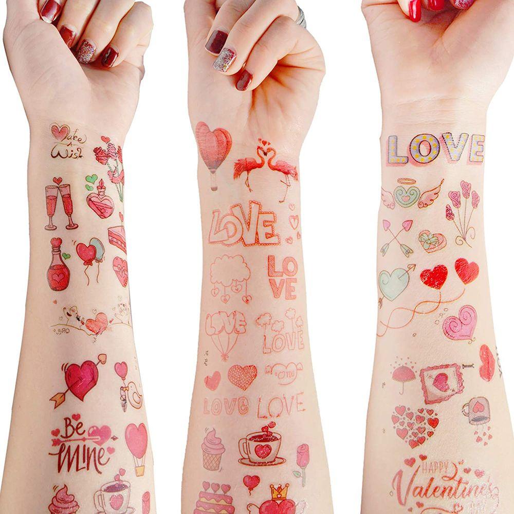 Hình Xăm Dán Tạm Thời Chống Nước Lâu Trôi Hình Trái Tim Đỏ Cho Trẻ Em Và Người Lớn