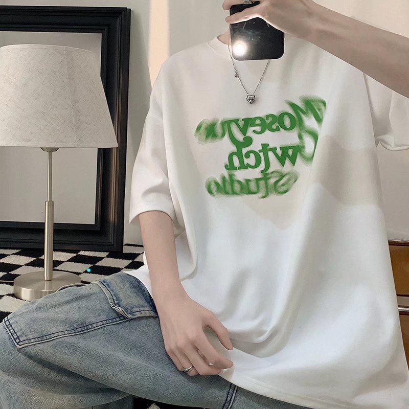 Áo Thun Tay Ngắn Dáng Rộng In Chữ Phong Cách Hip Hop Hàn Quốc Thời Trang Mùa Hè Cho Nam Giới Size M-8XL